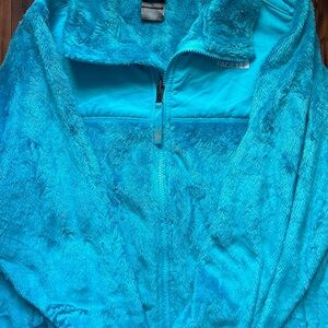 Blue the north face fleece fuzzy winter jacket coat